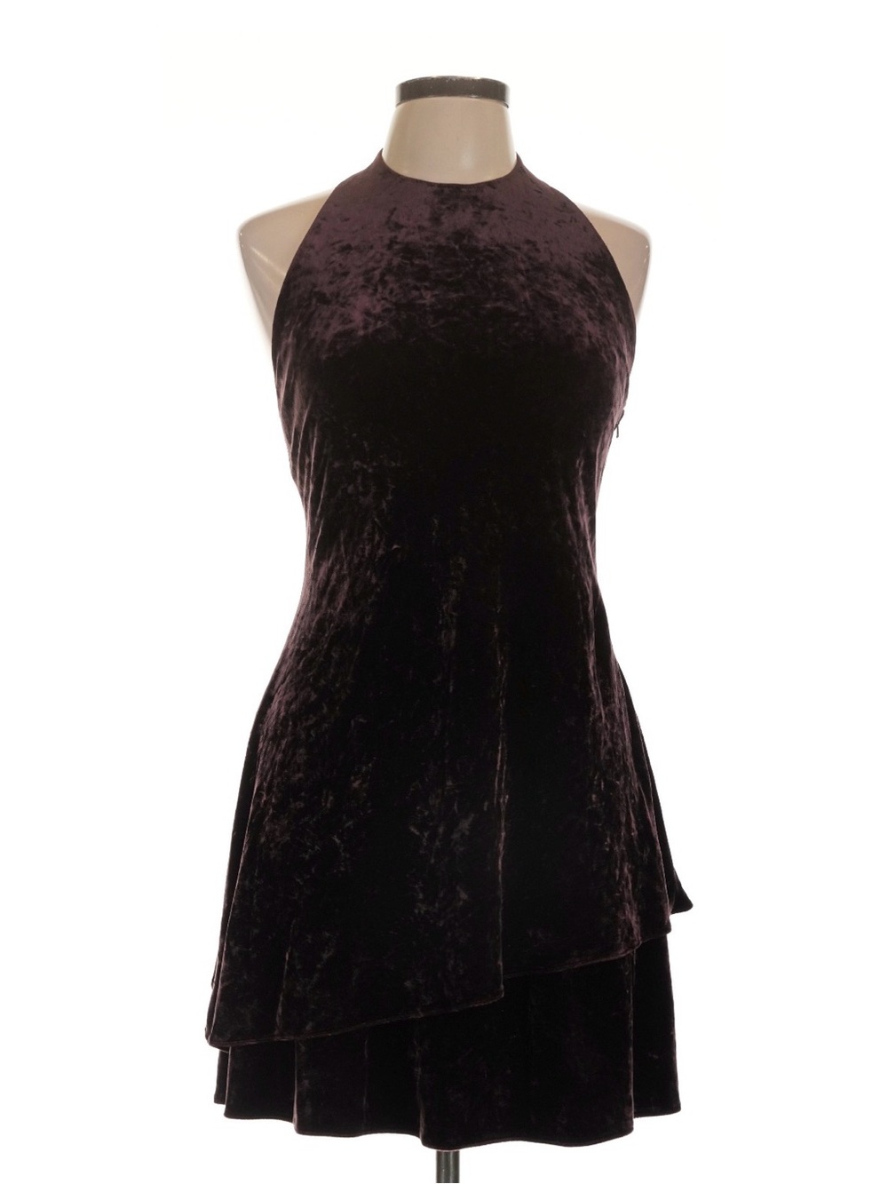 Vintage Ralph Lauren Velvet Cocktail Mini Dress Halter Open Back 90s Fit Flare 8 - Picture 2 of 10
